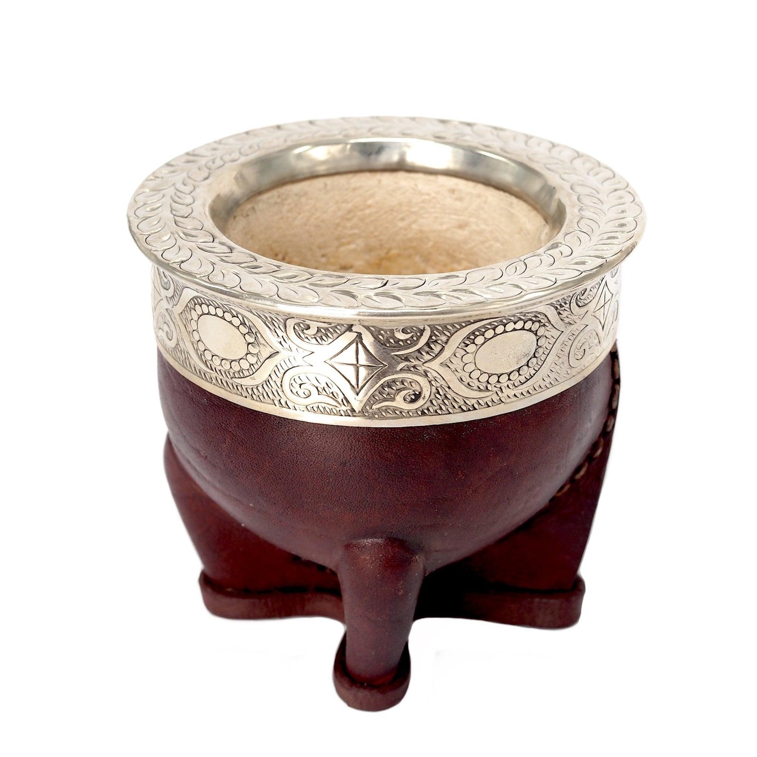 Handgemaakte Imperial Maté Beker | Leder + Alpaca (Duits Zilver)